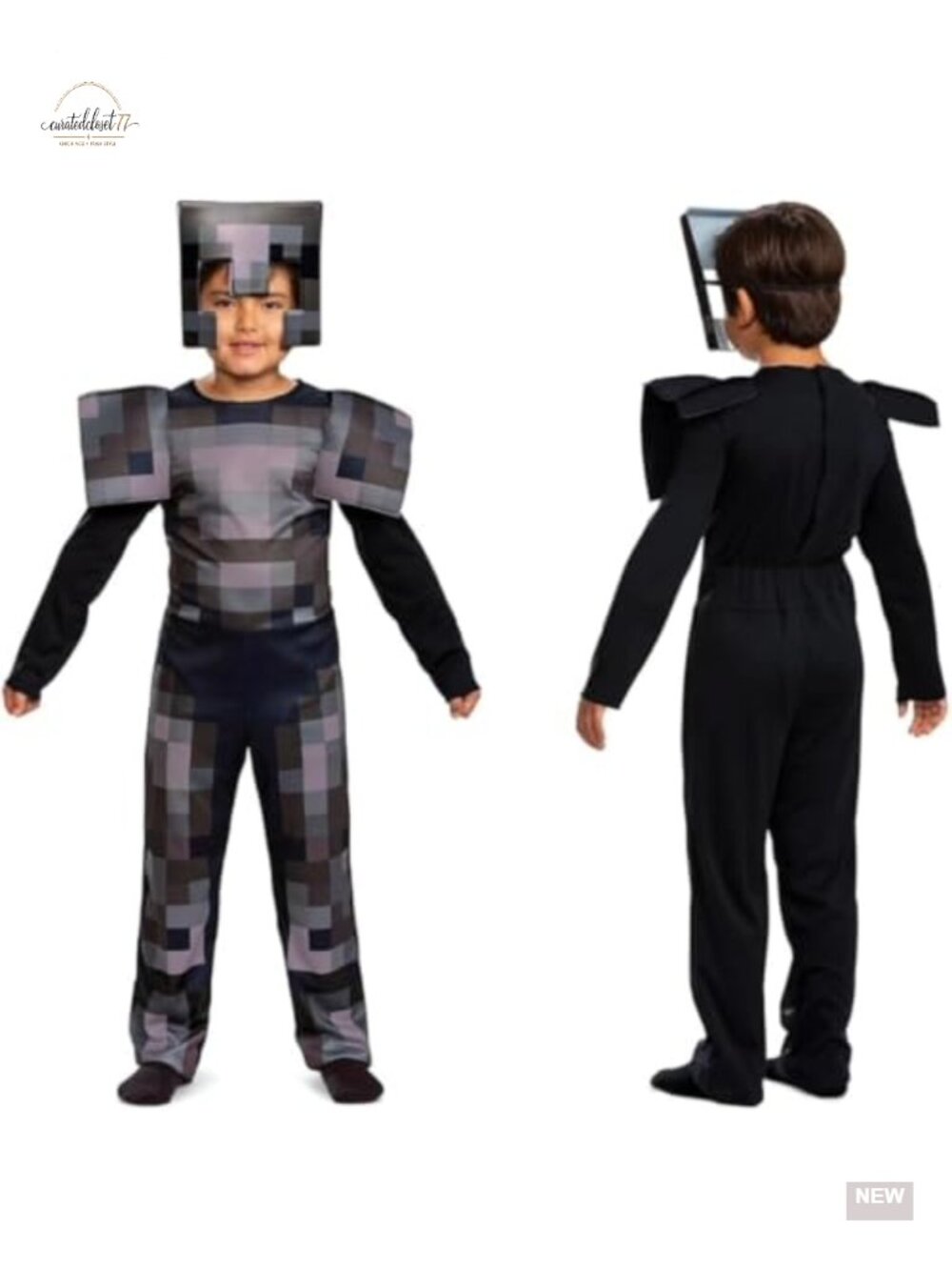 Minecraft Netherite Armor Kids Costume Jumpsuit & Headpiece Size 7-8